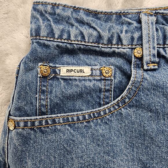 RIP CURL Shorts Womens 30 Blue Amy High Rise Cut Off Rolled Hem Beach Summer - Picture 2 of 14